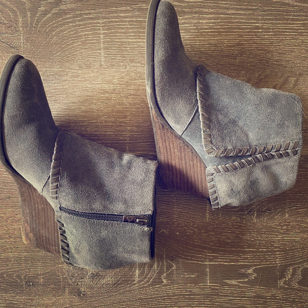 Gray Reba wedge booties